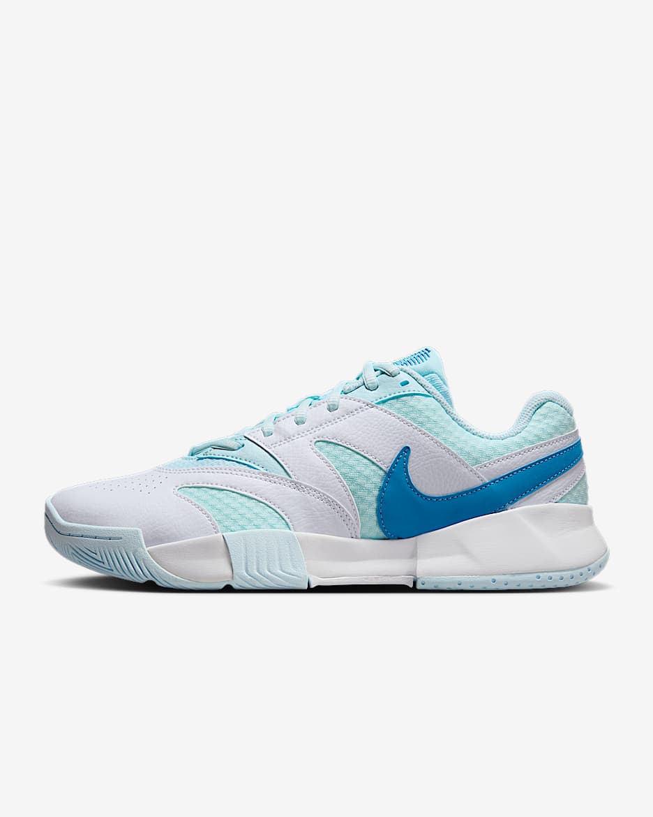 Tenis de tenis para mujer NikeCourt Lite 4 - Azul glacial/Blanco/Toque de limón claro/Estrella azul