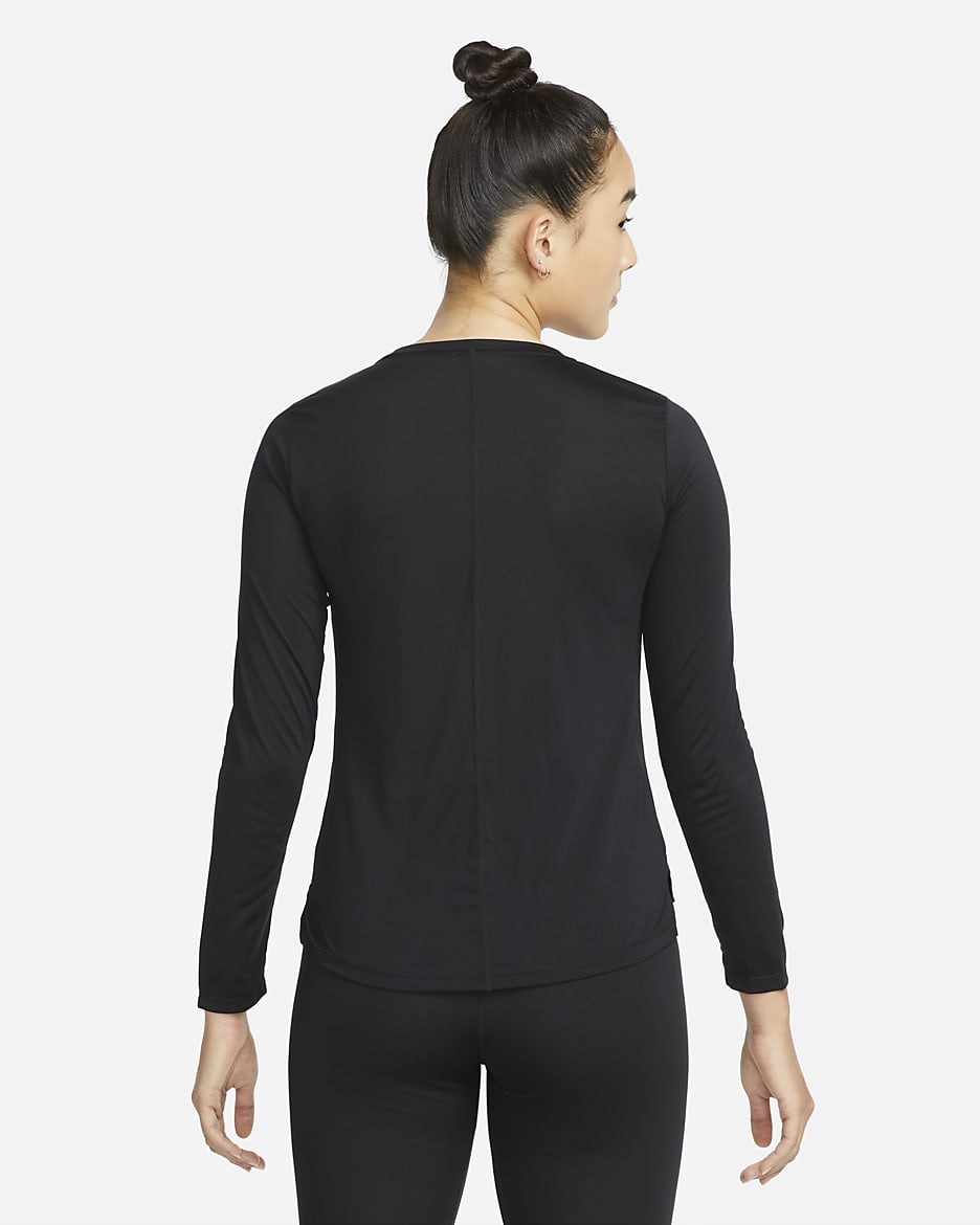 Nike Dri-FIT One Women's Standard Fit Long-Sleeve Top - Black/White