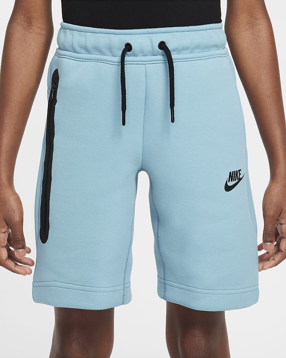 Nike Tech Fleece Older Kids' (Boys') Shorts - Denim Turquoise/Black/Black