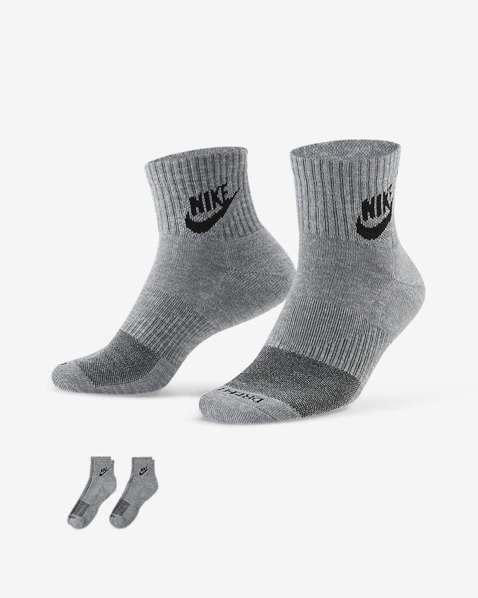 Nike Everyday Plus Cushioned Ankle Socks - Particle Grey/Black