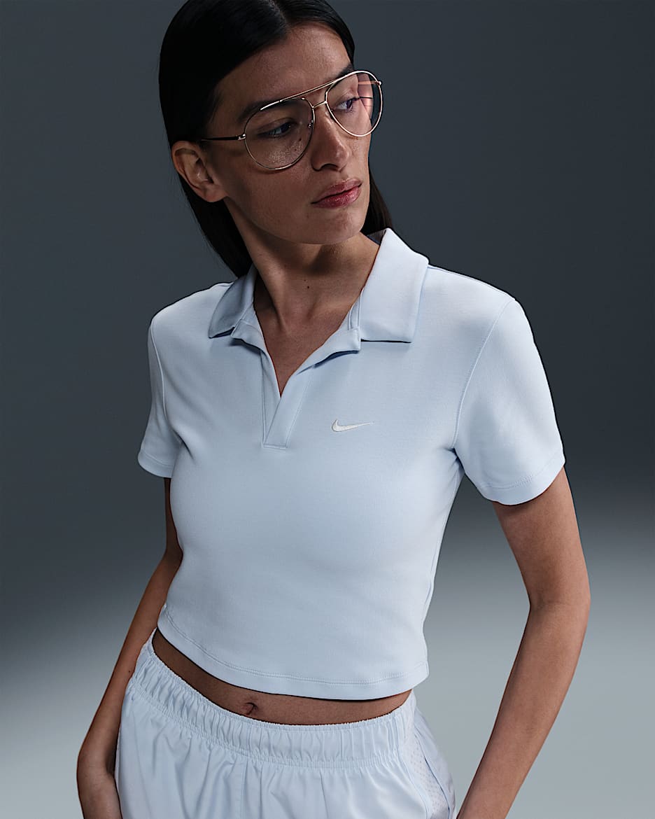 Polo de manga corta para mujer Nike Sportswear Essential - Tinte azul/Vela