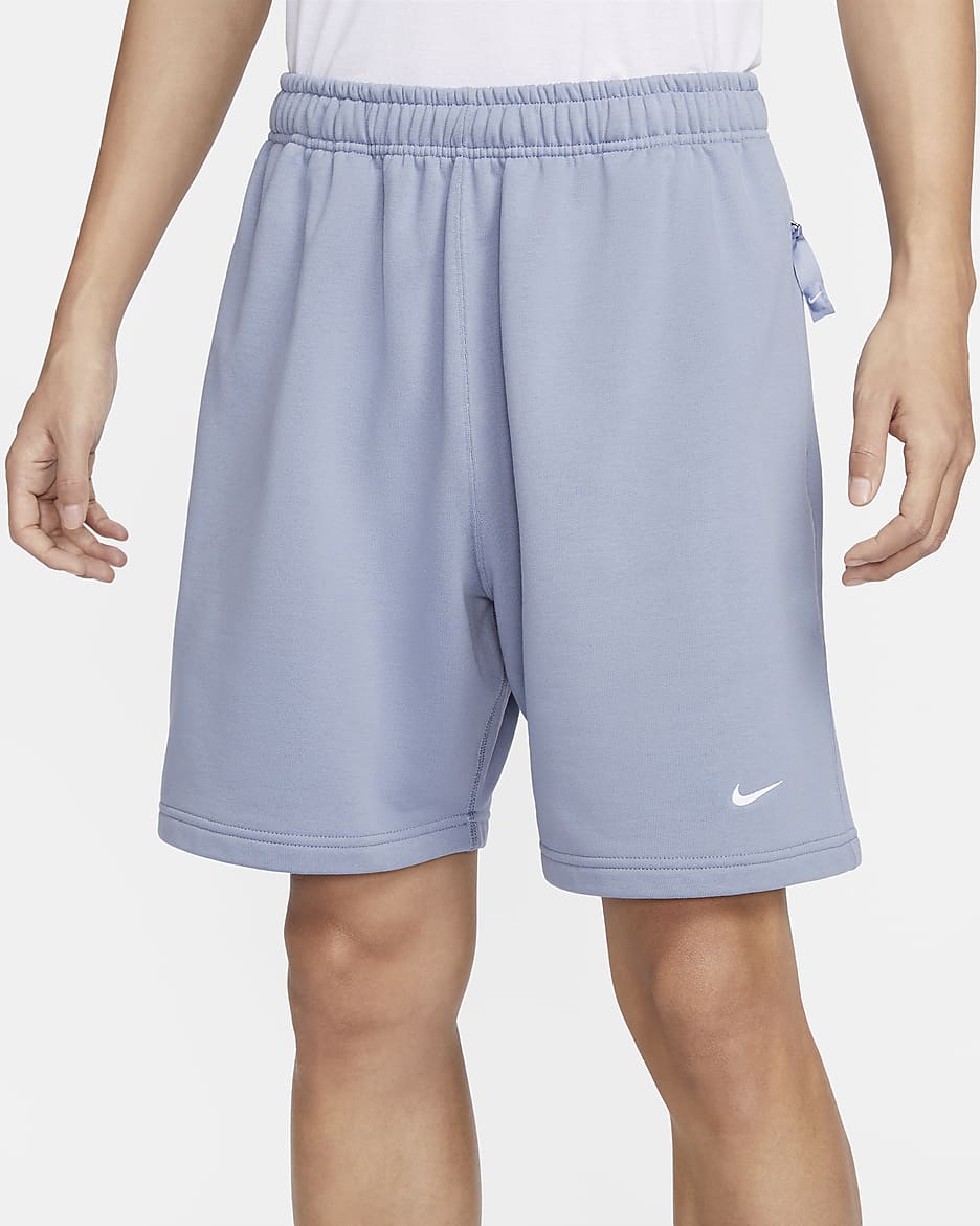 Nike Solo Swoosh Men's French Terry Shorts - Ashen Slate/White