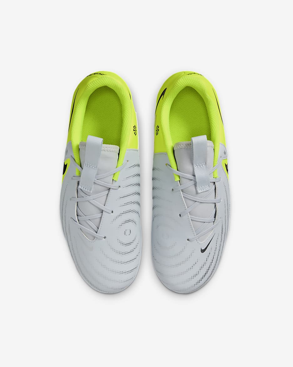 Nike Jr. Phantom GX 2 Academy Botes de futbol MG de perfil baix - Nen/a i nen/a petit/a - Platejat metal·litzat/Volt/Negre