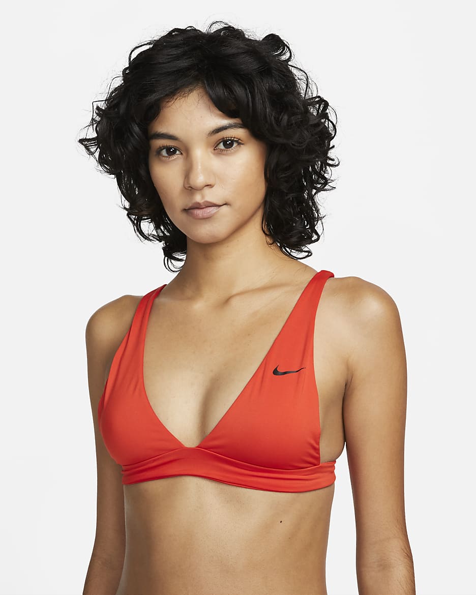 Top de bikini Bralette Nike Essential para mujer - Rojo picante