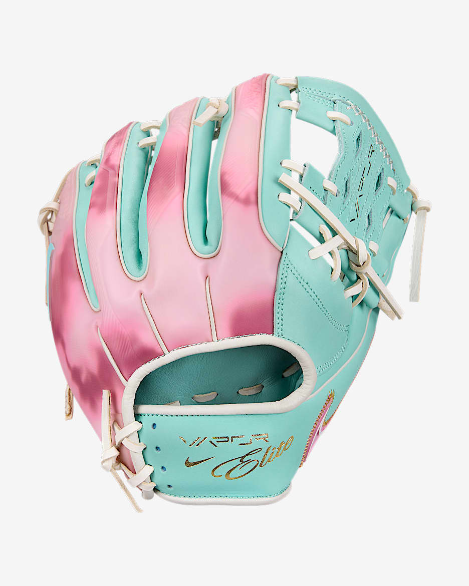 Nike Vapor Elite Baseball Infield Snake Eyes Web Fielding Glove - Right Hand Throw - Medium Mint/White/Shy Pink