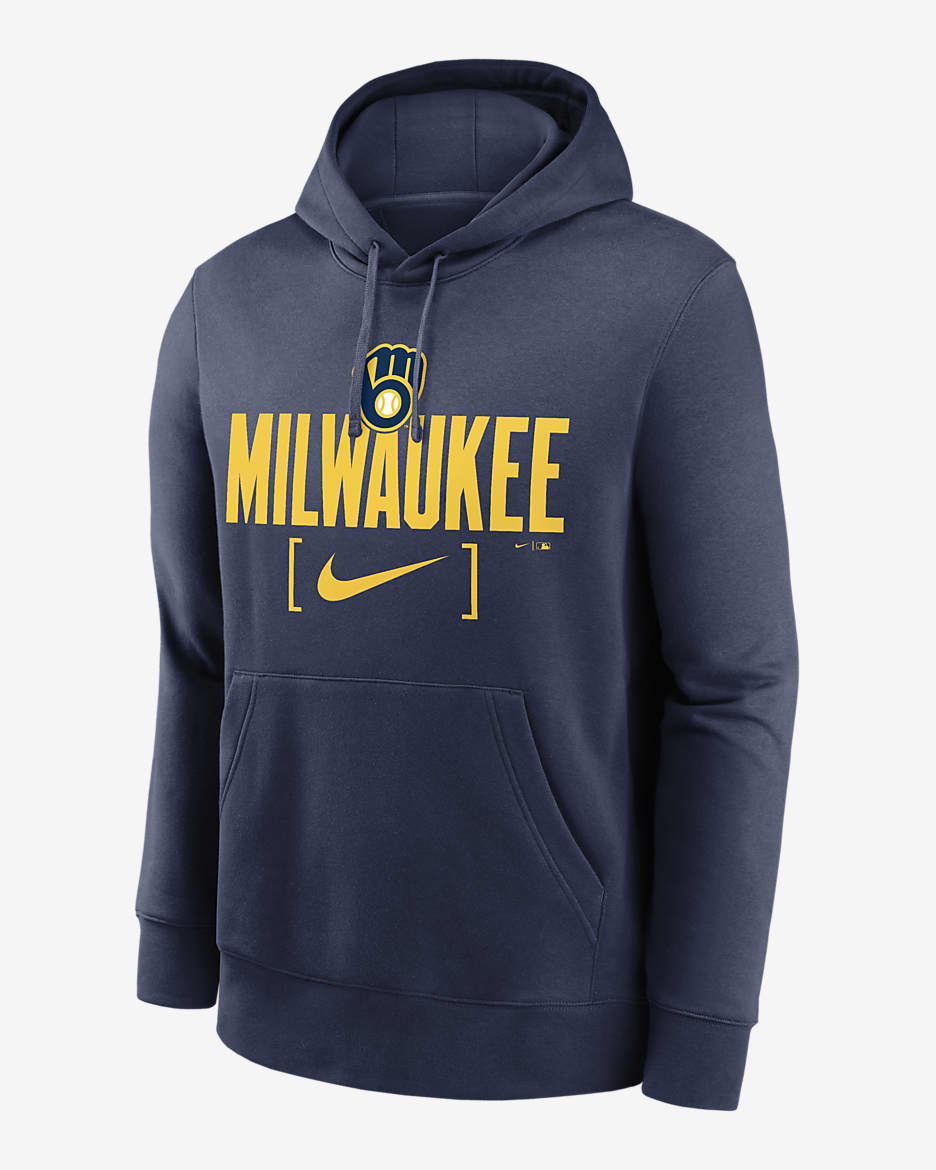 Milwaukee Brewers Club Slack Men's Nike MLB Pullover Hoodie - Navy
