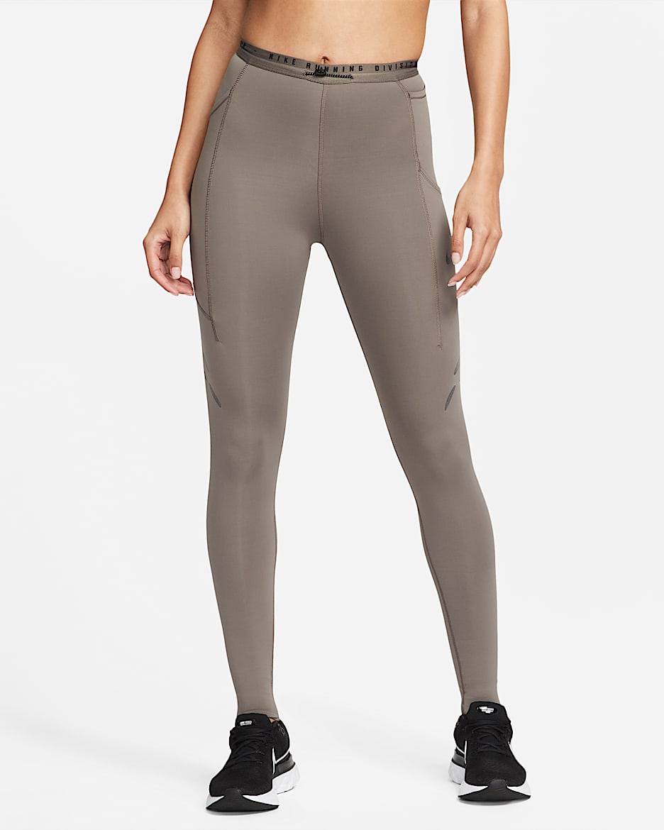 Nike Run Division Women's Mid-Rise Pocket Running Leggings - Cave Stone/Black