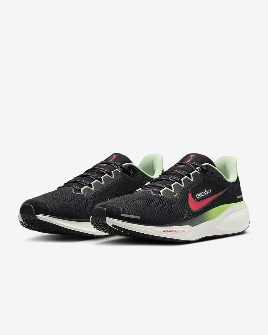 Tenis de correr en pavimento para hombre Nike Pegasus 41 - Negro/Verde grito/Orquídea nuevo/Carmesí brillante