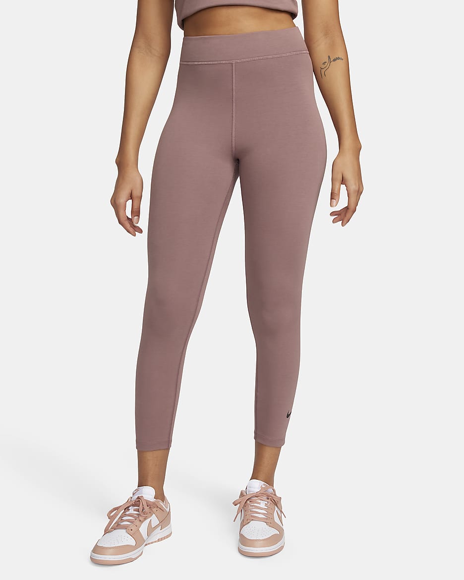 Legging 7/8 taille haute Nike Sportswear Classic pour femme - Smokey Mauve/Noir