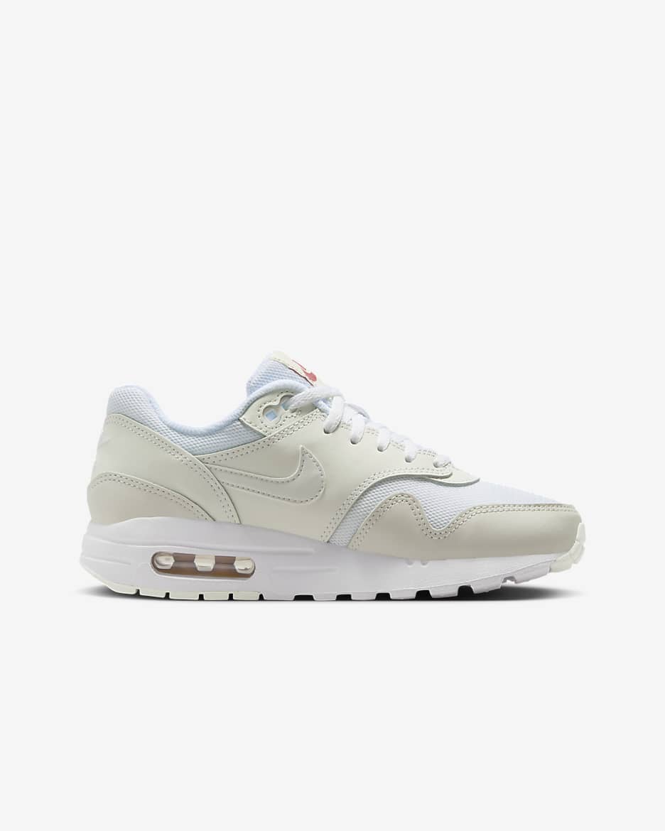 Tenis para niños grandes Nike Air Max 1 SE - Blanco/Blanco cumbre/Rosa tierra/Multicolor