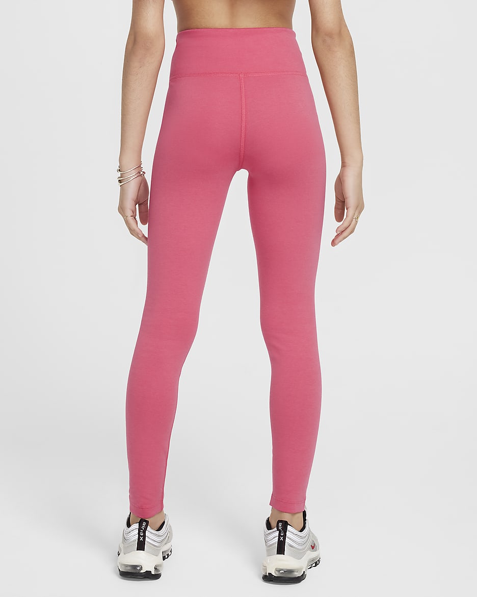 Nike Sportswear Classic Girls' High-Waisted Leggings - Aster Pink/White