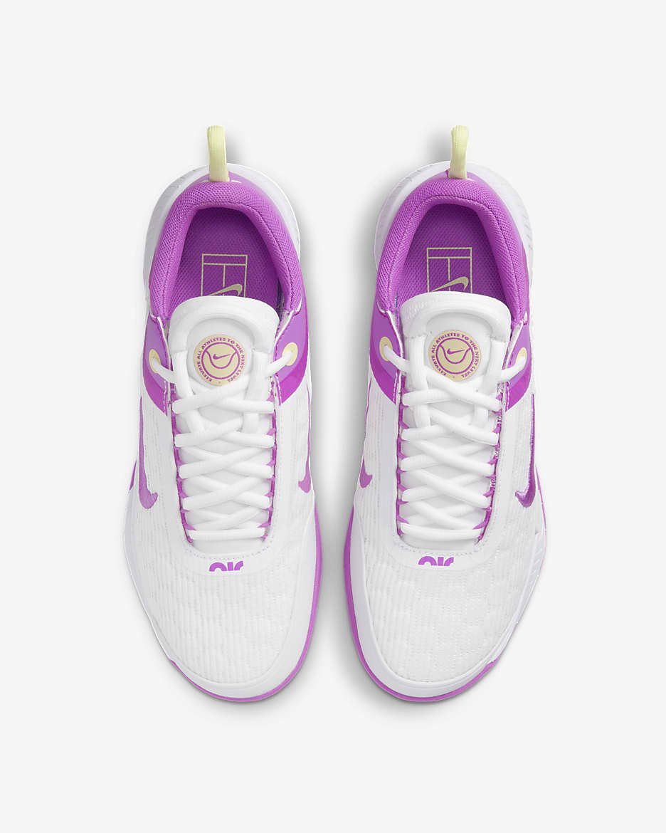 NikeCourt Air Zoom NXT Women's Hard Court Tennis Shoes - White/Citron Tint/Citron Tint/Fuchsia Dream