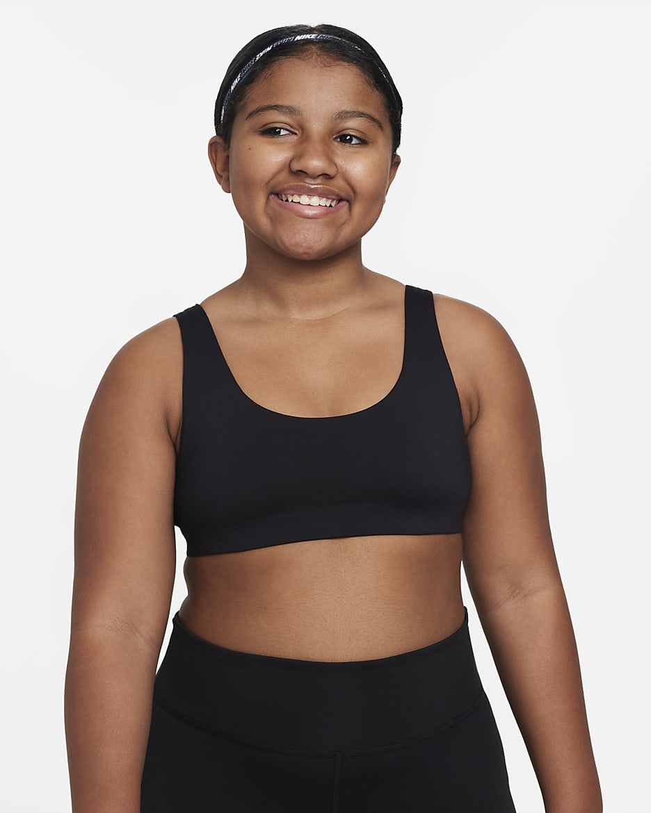 Nike Dri-FIT Alate All U Big Kids' (Girls') Sports Bra (Extended Size) - Black