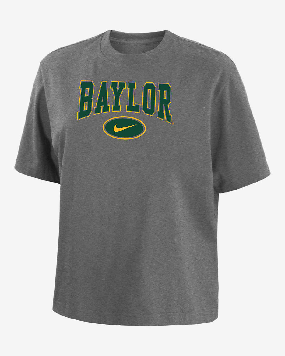Baylor Women's Nike College Boxy T-Shirt - Dark Grey Heather