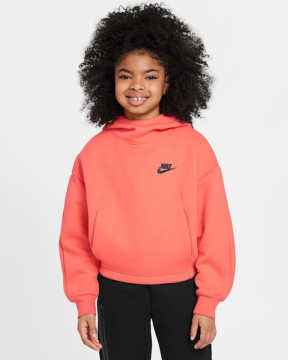 Nike Sportswear Tech Fleece Girls' Oversized Hoodie - Magic Ember/Black