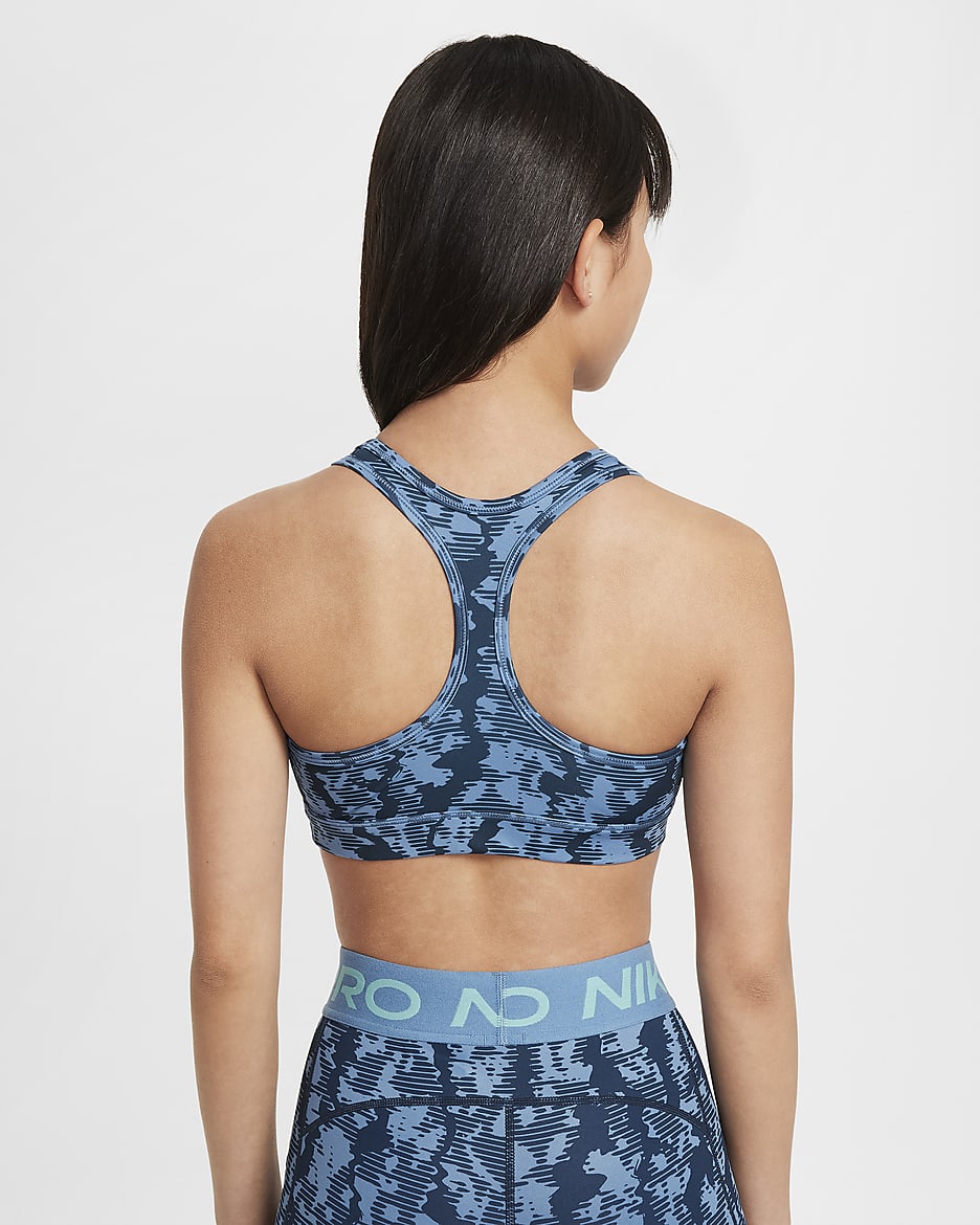 Nike Swoosh Girls' Reversible Sports Bra - Armoury Navy/Aegean Storm/Green Frost