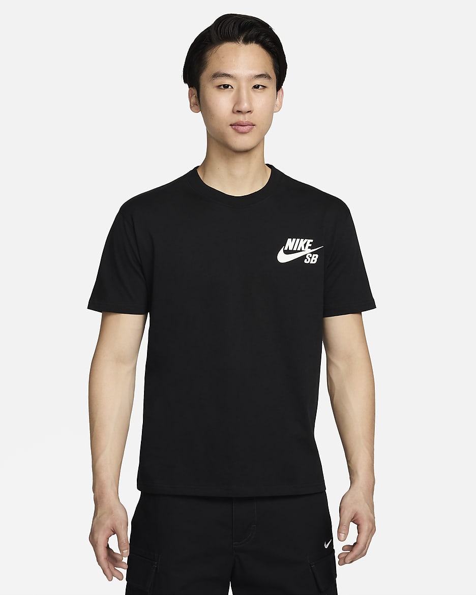 เสื้อยืดสเก็ตบอร์ดมีโลโก้ Nike SB - ดำ/ขาว