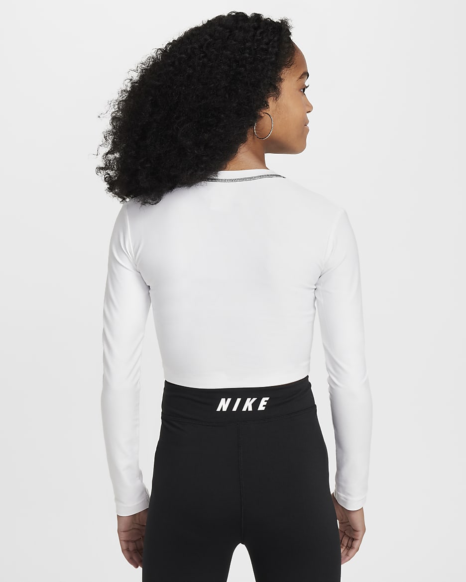 Nike Sportswear langermet magetopp til jente - Hvit