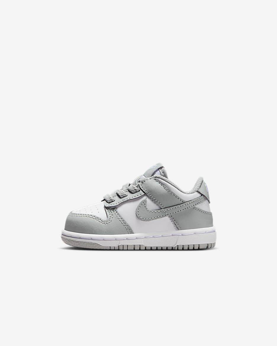 Nike Dunk Low-sko til babyer/småbørn - hvid/hvid/Light Smoke Grey