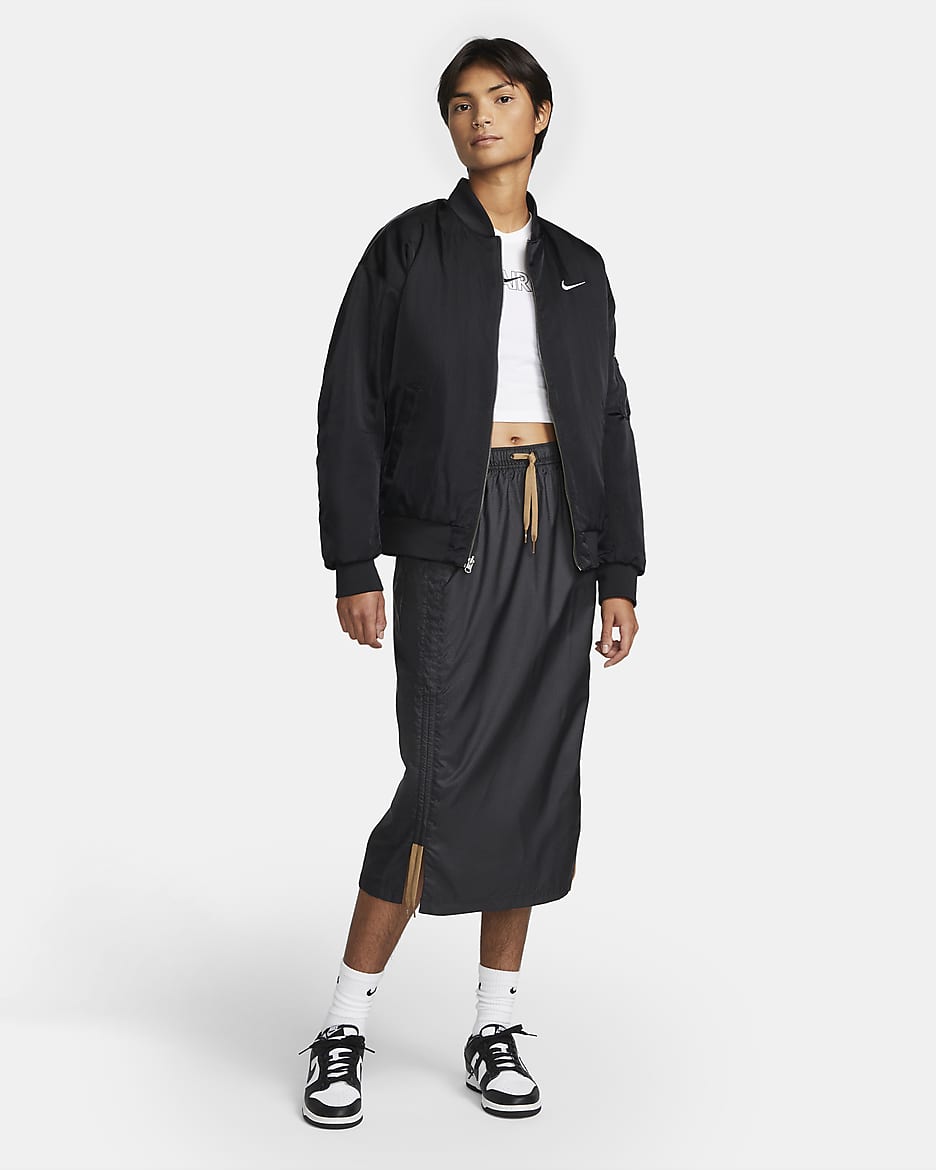 Nike Sportswear Women's Reversible Varsity Bomber Jacket - Black/Black/White