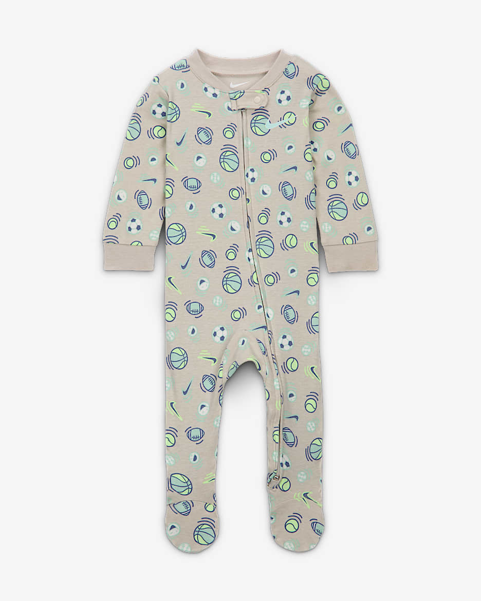 Nike Baby (0-9M) Sportball Printed Footed Coverall - Light Bone