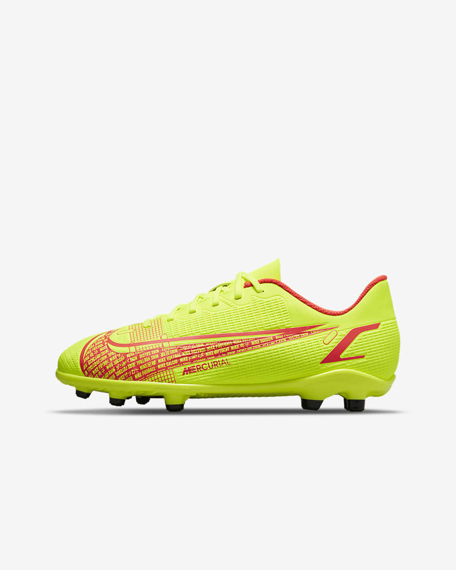 Nike Jr. Mercurial Vapor 14 Club FG/MG Little/Big Kids' Multi-Ground Soccer Cleats - Volt/Bright Crimson