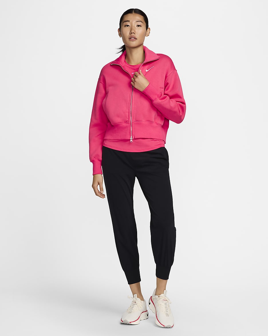 เสื้อแจ็คเก็ตวอร์มโอเวอร์ไซส์ผู้หญิง Nike Sportswear Phoenix Fleece - Aster Pink/Sail