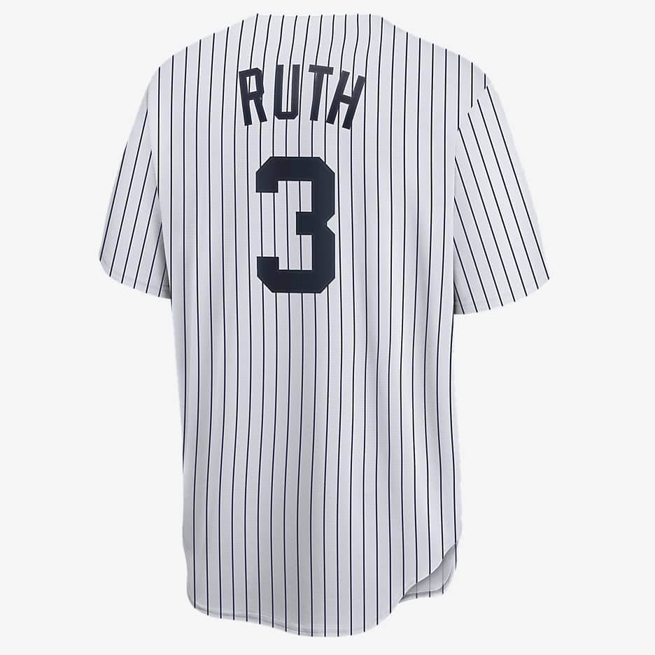 Camiseta de béisbol Cooperstown para hombre MLB New York Yankees (Babe Ruth) - Blanco/Azul marino