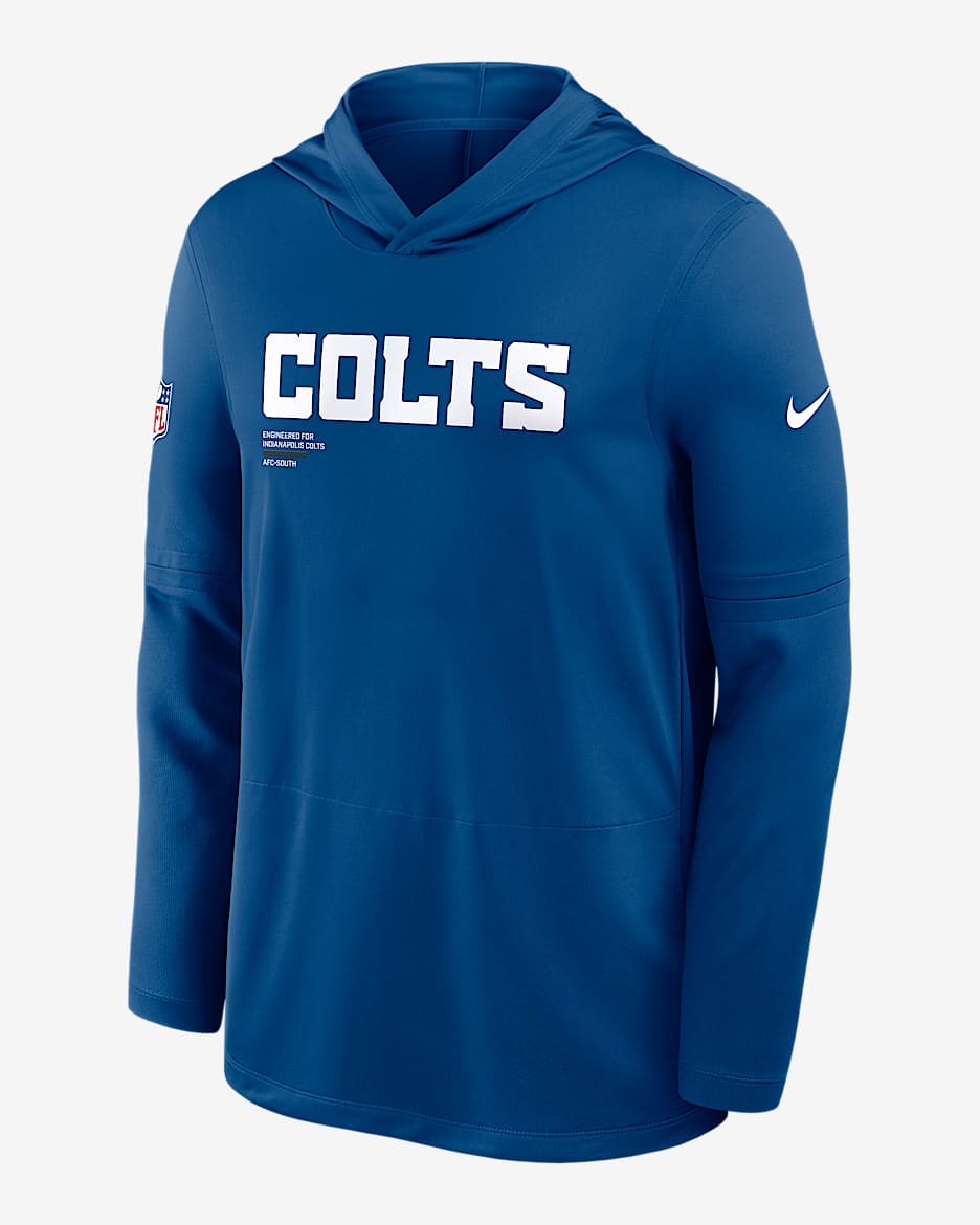 Indianapolis Colts Pure Fury Sideline Men's Nike Dri-FIT NFL Long-Sleeve Hooded Top - Royal