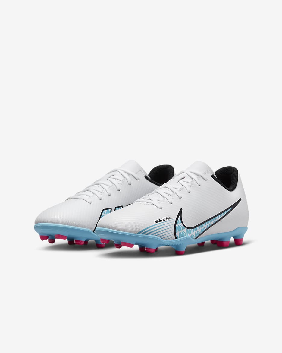 Nike Jr. Mercurial Vapor 15 Club Younger/Older Kids' Multi-Ground Low-Top Football Boot - White/Pink Blast/Baltic Blue