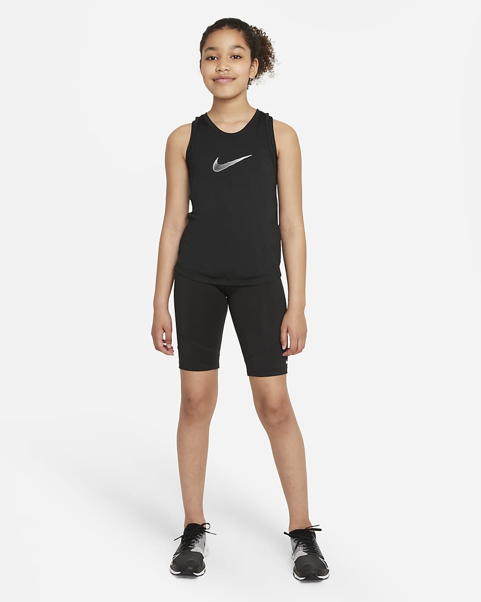 Nike One Older Kids' (Girls') Dri-FIT Training Tank - Black/White