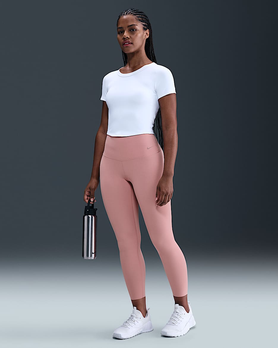Nike Zenvy Women's Gentle-Support High-Waisted 7/8 Leggings - Rust Pink/Black