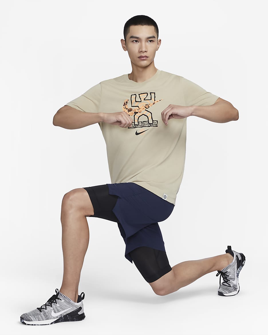 Nike Dri-FIT Unlimited 男款二合一 18 公分多功能短褲 - Obsidian/黑色/黑色/Obsidian