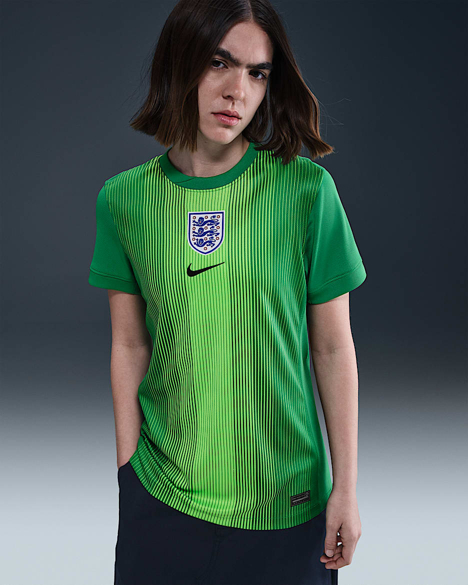 England 2025/26 Stadium Goalkeeper Women's Nike Dri-FIT Football Replica Short-Sleeve Shirt - Lucky Green/Green Strike/Black