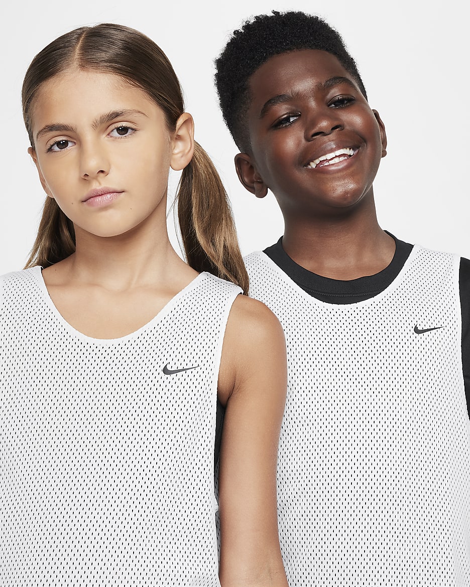 Oboustranný dres Nike Dri-FIT pro větší děti - Bílá/Černá/Černá