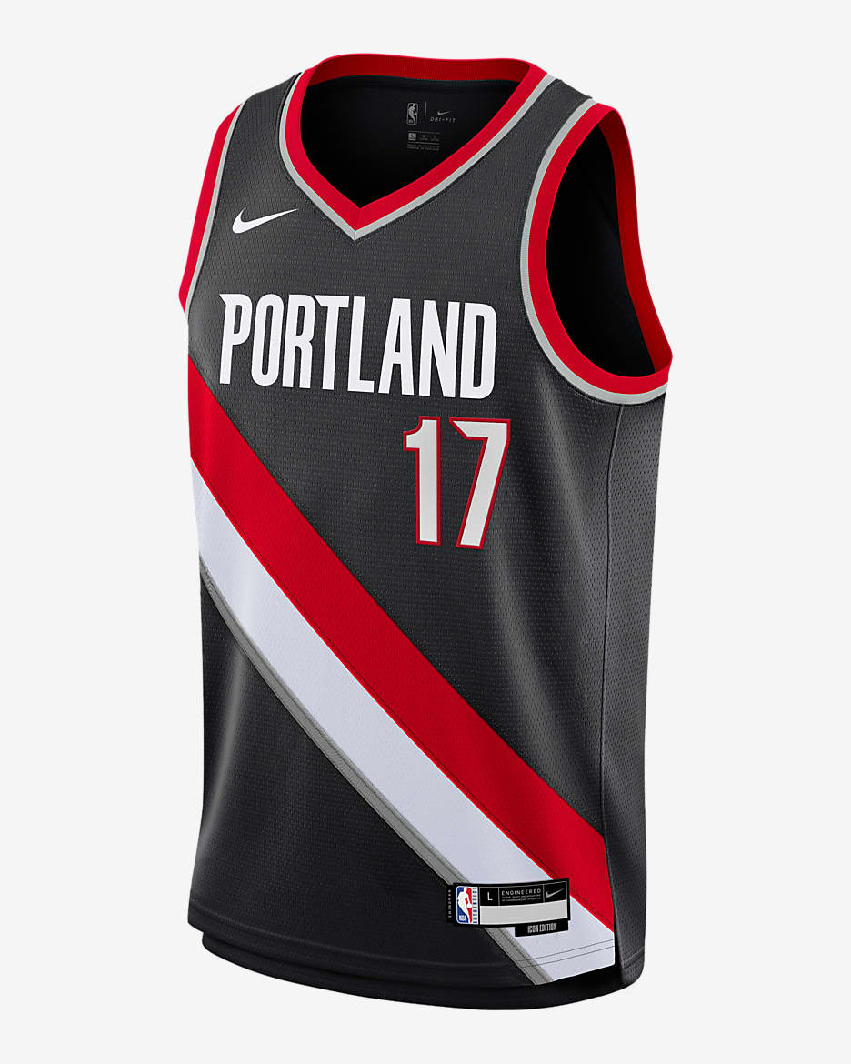 Jersey Nike de la NBA Swingman para niños talla grande Shaedon Sharpe Portland Trail Blazers 2024/25 Icon Edition - Negro