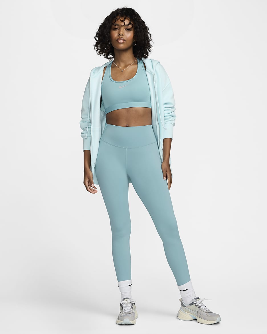 Nike One leggings i full lengde med høyt liv til dame - Denim Turquoise/Svart