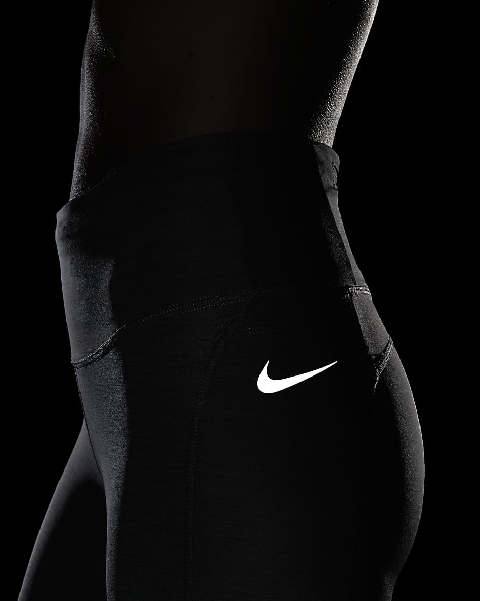Legging de running court à taille mi-haute Nike Fast pour Femme - Smoke Grey/Heather