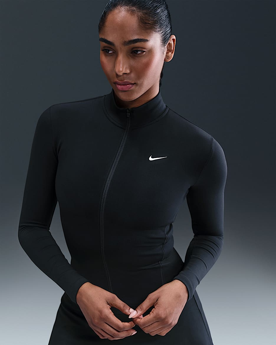 Nike One Fitted Women's Dri-FIT Full-Zip Jacket - Black/White