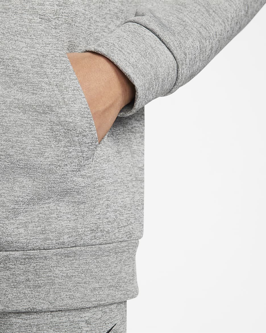 Nike Therma Men's Therma-FIT Full-Zip Fitness Top - Dark Grey Heather/Particle Grey/Black