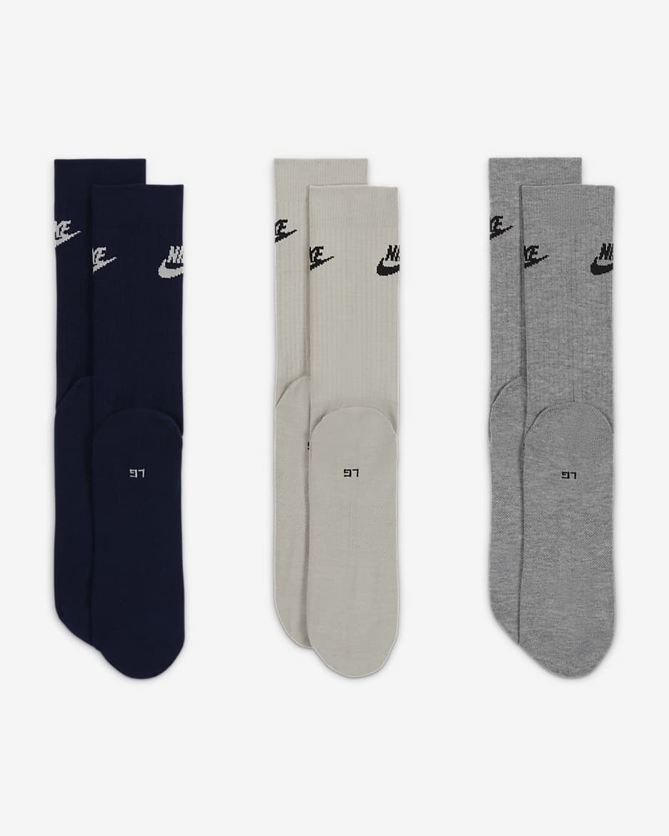 Nike Sportswear Everyday Essential Crew Socks (3 Pairs) - Multi-Colour