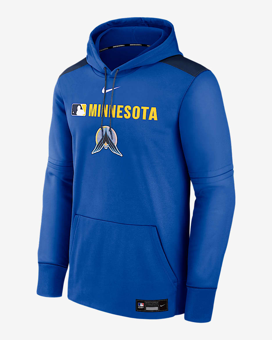 Minnesota Twins Authentic Collection City Connect Men's Nike Therma MLB Pullover Hoodie - Royal