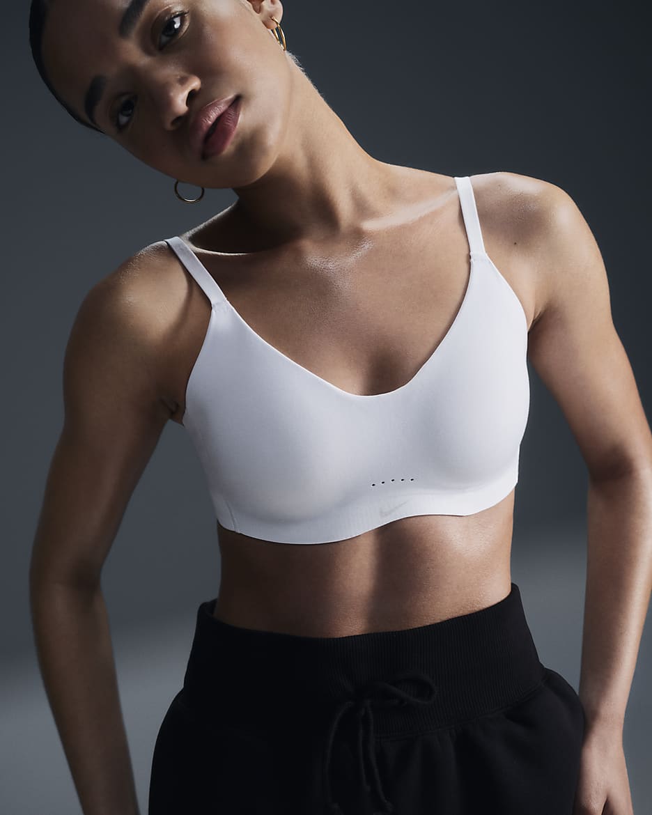 Bra deportivo convertible y acolchado de baja sujeción para mujer Nike Alate Minimalist - Blanco/Gris azulado