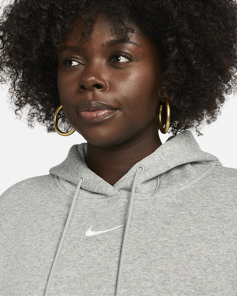 Nike Sportswear Phoenix Fleece Sudadera con capucha oversize de tejido Fleece (Talla grande) - Mujer - Gris oscuro jaspeado/Sail