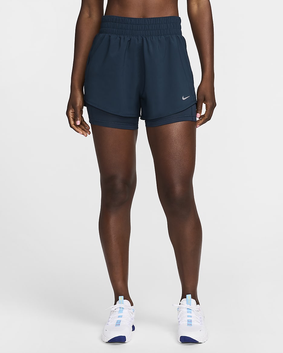 Nike One Women's Dri-FIT High-Waisted 3" 2-in-1 Shorts - Armory Navy