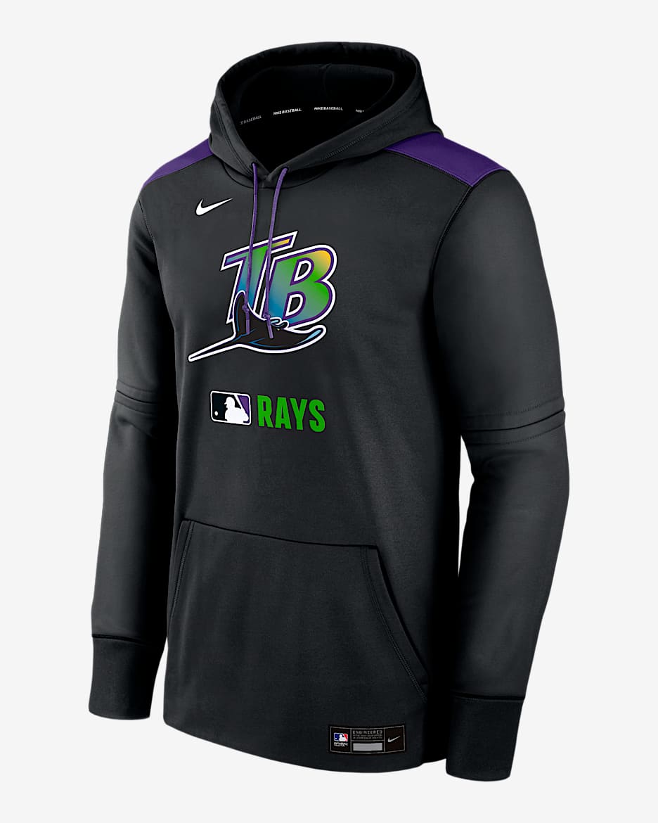Tampa Bay Rays Authentic Collection Men's Nike Therma MLB Pullover Hoodie - Black