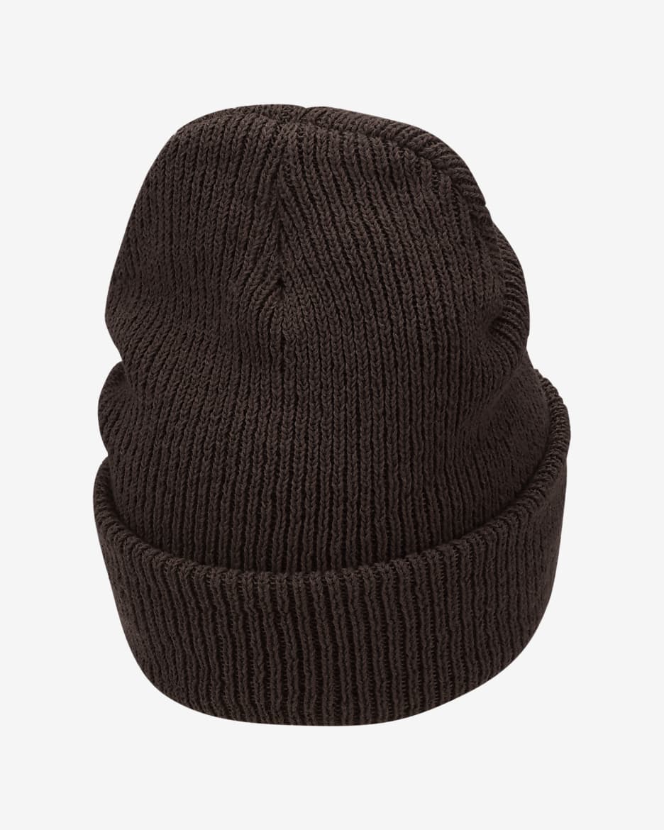 Nike Peak Tall Cuff Swoosh Beanie - Baroque Brown/White