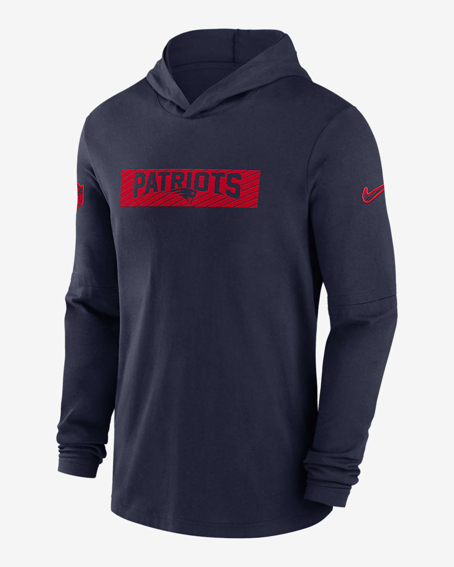 New England Patriots Sideline Men's Nike Dri-FIT NFL Long-Sleeve Hooded Top - Navy