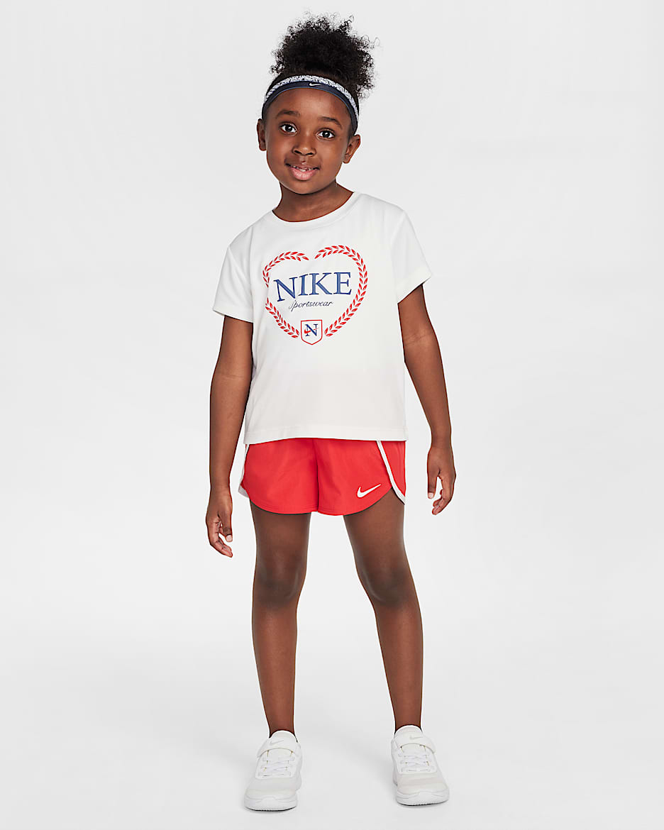 Nike Dri-FIT Game, Swoosh, Match! Conjunto de 2 piezas de un solo color para niños talla pequeña - Rojo universitario