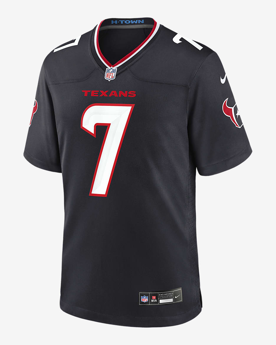 C.J. Jersey de fútbol americano Nike de la NFL Game para hombre Stroud Houston Texans - Azul marino